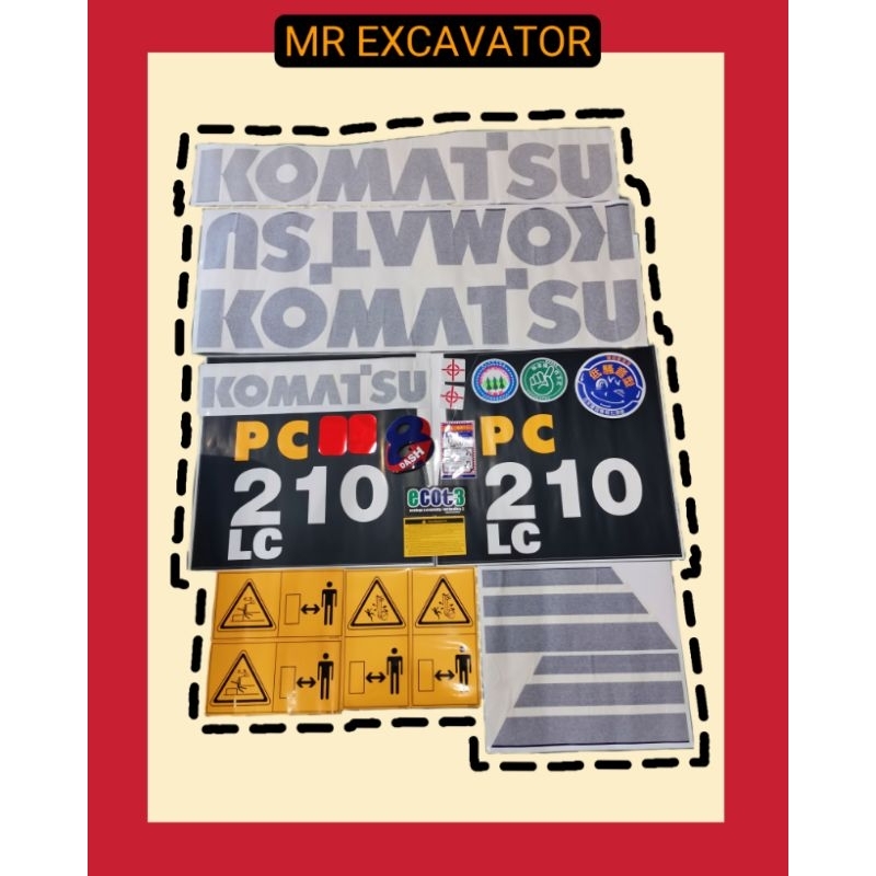 Komatsu PC PC210 PC210-8 PC210-8LC สติ๊กเกอร์รถขุด Mesin Stiker Excavation神手贴纸 (1 ชุด)