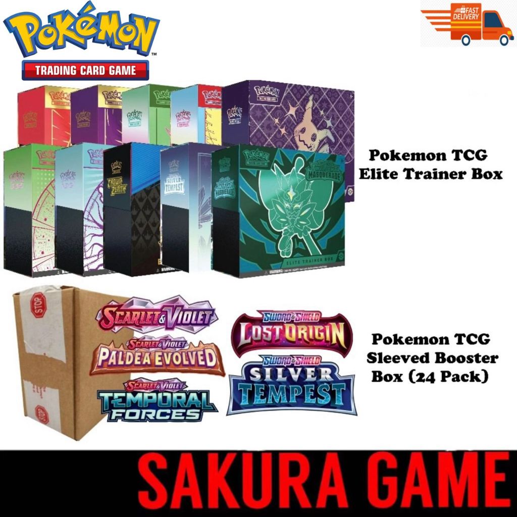 Pokemon TCG Crown Zenith Temporal Forces Twilight Masquerade Paldean Fates Sleeved Booster / Elite Trainer Box