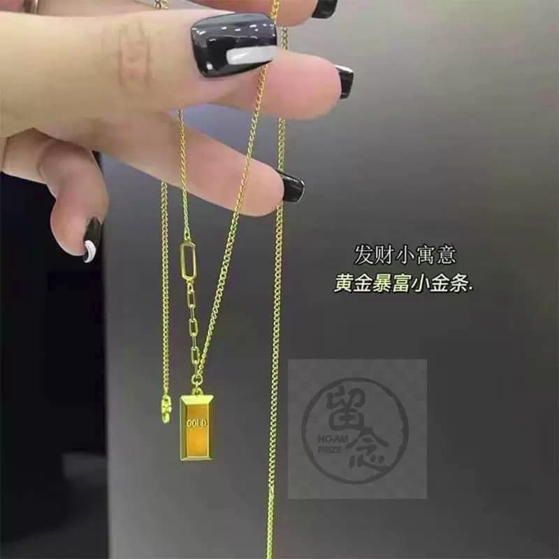 เค7291 财小金条项链 สร้อยคอทองคําแท่งขนาดเล็กเพื่อความร่ํารวยและดึงดูดความมั่งคั่ง