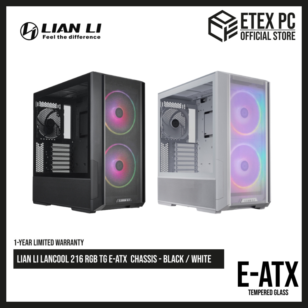 LIAN LI LANCOOL 216 RGB TG E-ATX แชสซี - สีดํา/ขาว (ไม่มีคอนโทรลเลอร์)