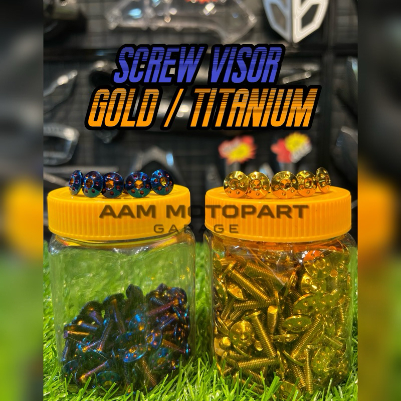 SCREW M5 ( 1 BIJI ) VISOR SCREW COLOUR GOLD / TITANIUM SIZE 8 SCREW VISOR ALLOY M5 VISOR SCREW WINDS