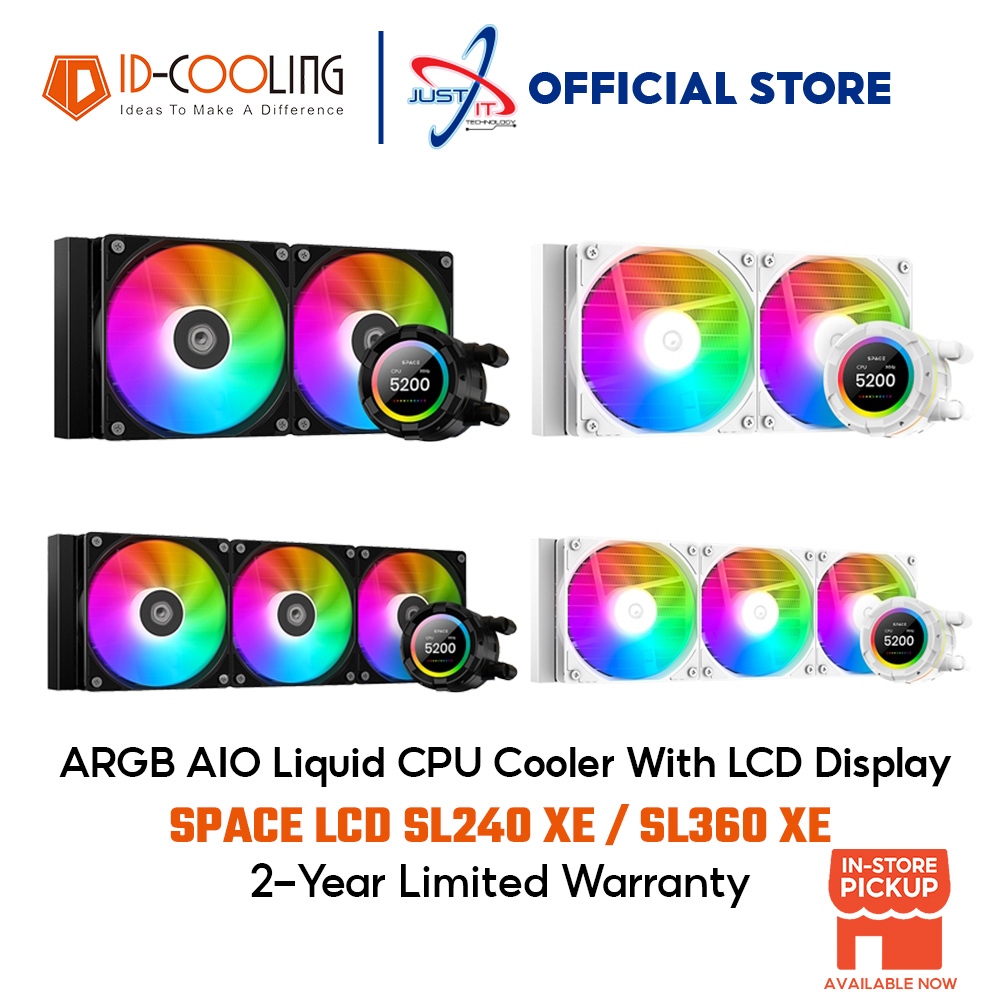 ID-COOLING SPACE SL240 XE / SL360 XE พร้อม LCD AIO LIQUID COOLER - สีดํา / สีขาว