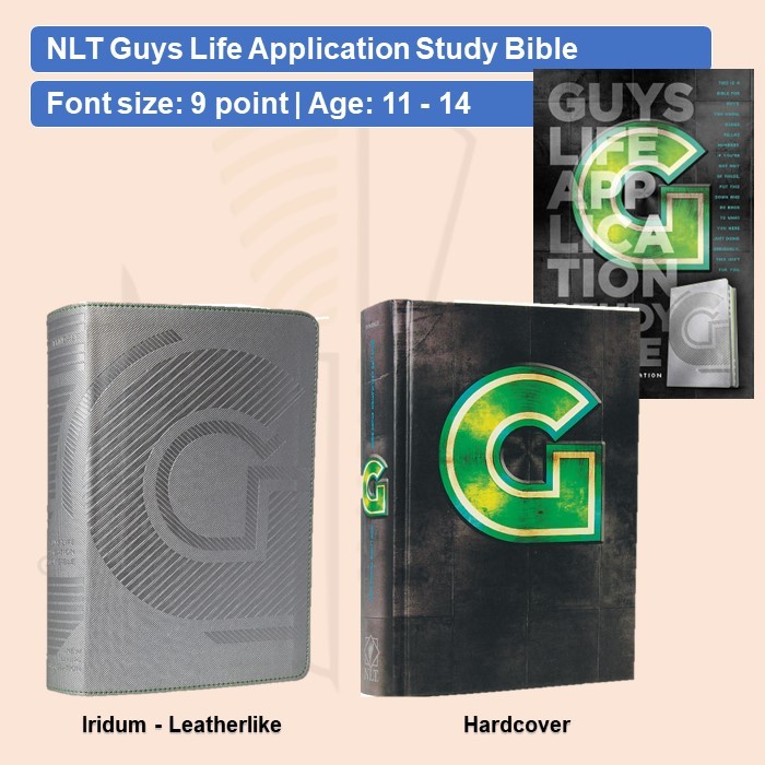 NLT Guys Life Application Study Bible หนังปกแข็งเช่น Iridium Age 11 - 14