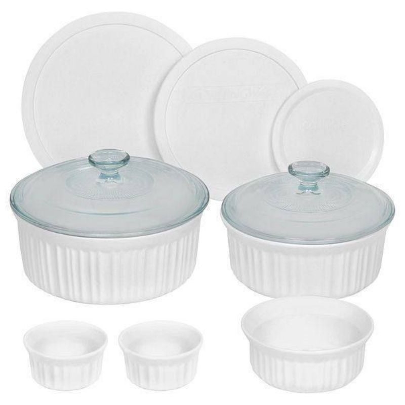 Corningware ชุดภาชนะทรงกลม 10 ชิ้น French White