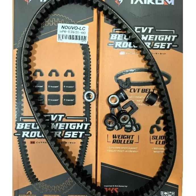 TAIKOM RACING YAMAHA NOUVO-LC CVT BELTING & U-CLIP SLIDER & WEIGHT ROLLER SET (5P0-E7641-00)