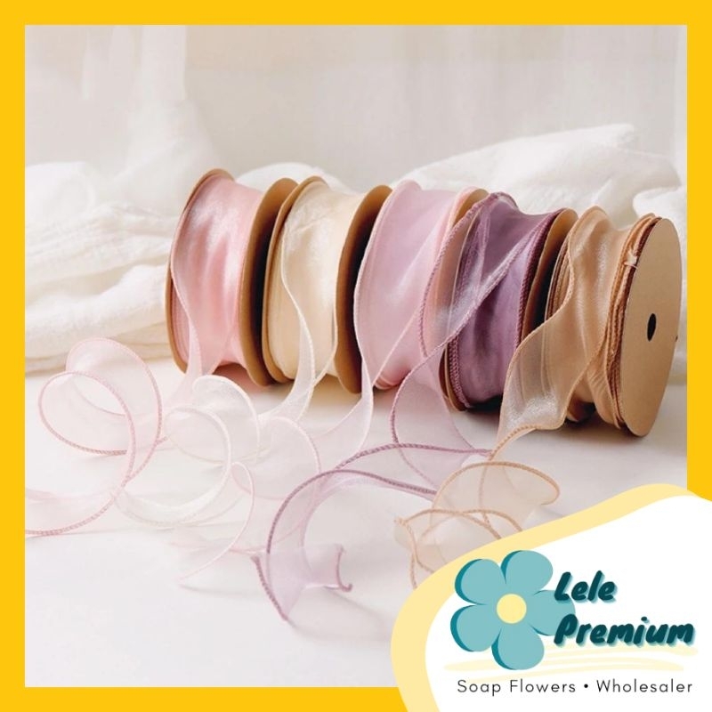 LELE (4 ซม. x 10Yard) Riben Bunga Fish Tail Ribbon Bouquet ดอกไม้ Fish Tail Fish Tail Fish Ribbon Bo