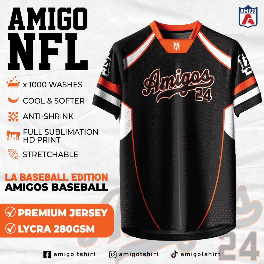 AMIGO NFL ระเหิดไมโครไฟเบอร์ JERSEY tshirt ออกแบบ LA BASEBALL เสื้อผู้หญิง jersey viral tiktok jerse