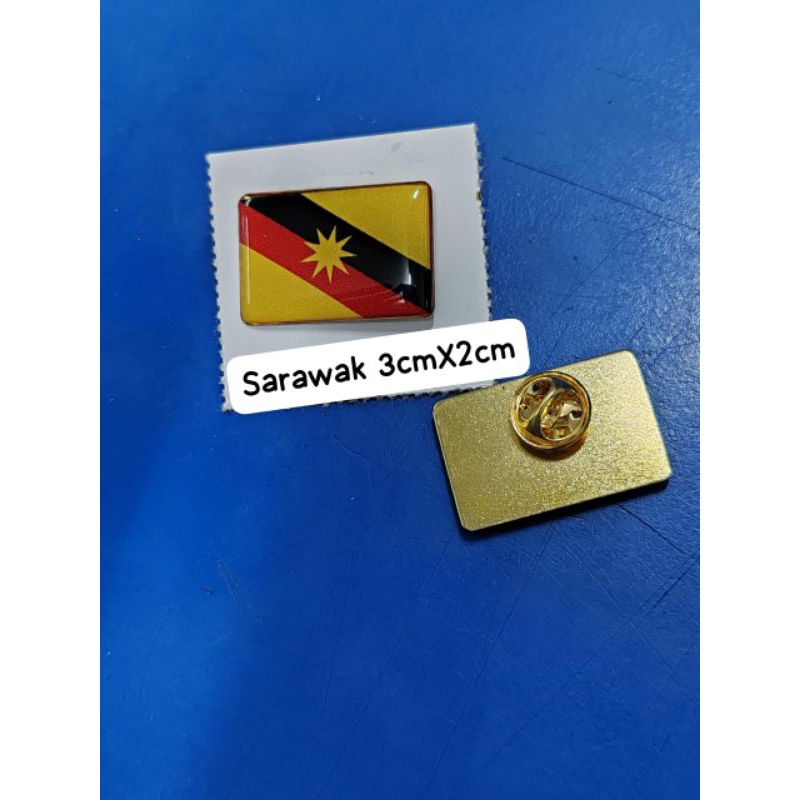 ธง Sarawak พร้อมหมุดคอ Bendera Sarawak พร้อมพิน ( Size : 3cm x 2cm )