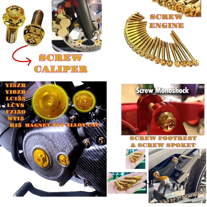 YAMAHA Y16ZR Y15ZR LC135 LCV8 SKRU DISC SKRU EXHAUST CASING MAGNET SCREW COVER ENGINE SKRU SPROCKET 