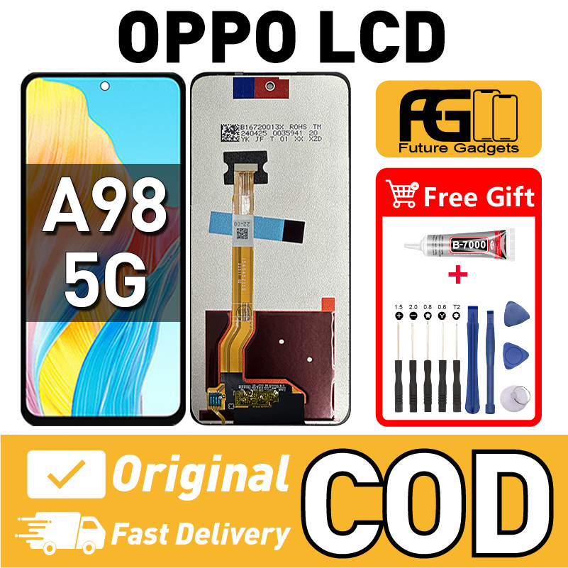 LCD OPPO A98 5G สําหรับเปลี่ยนหน้าจอสัมผัส LCD Skrin