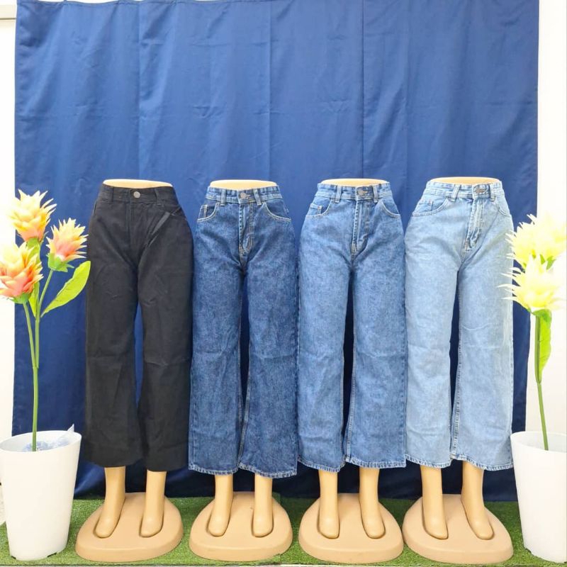 ขากว้าง [Asid Wash] U pocket Jeans Prompuan di