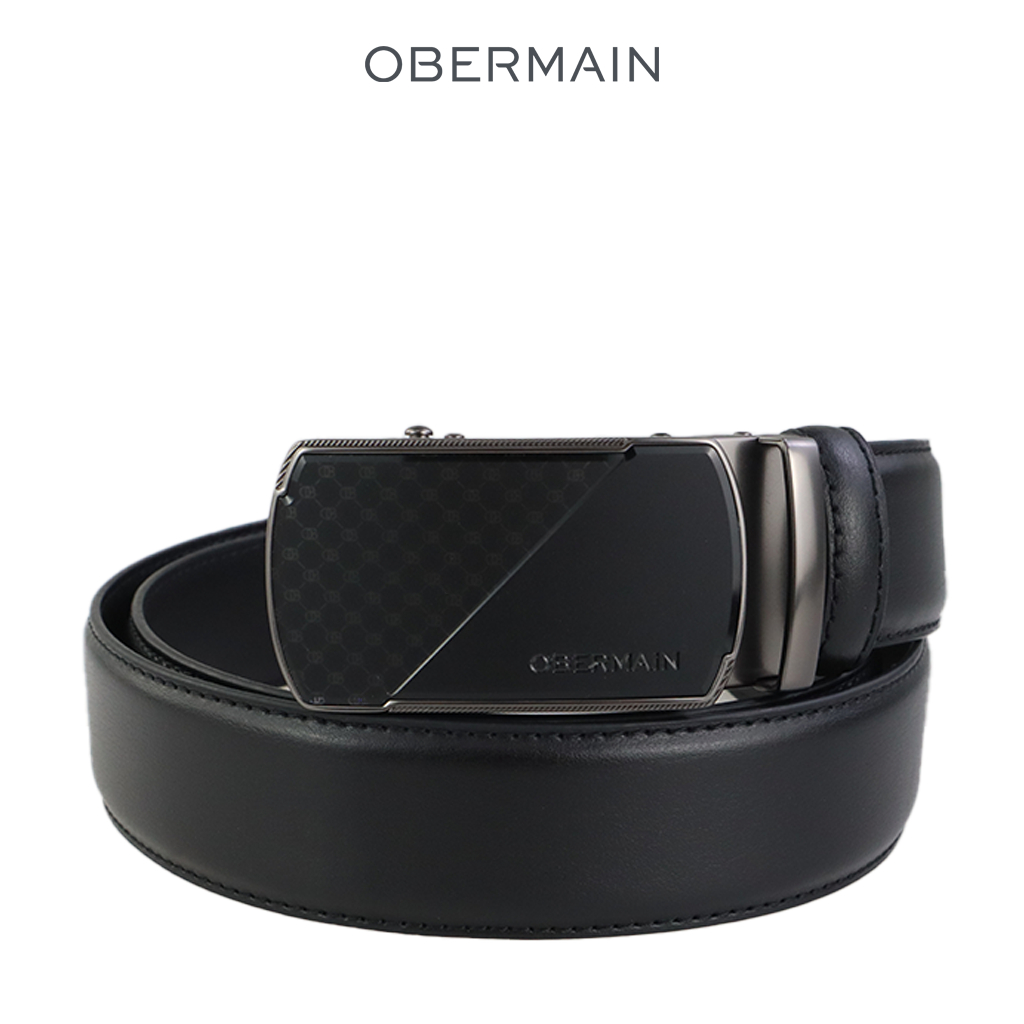 OBERMAIN เข็มขัดผู้ชาย / 35MM Automatic Buckle / Leather / Black / OBB358L9-B1