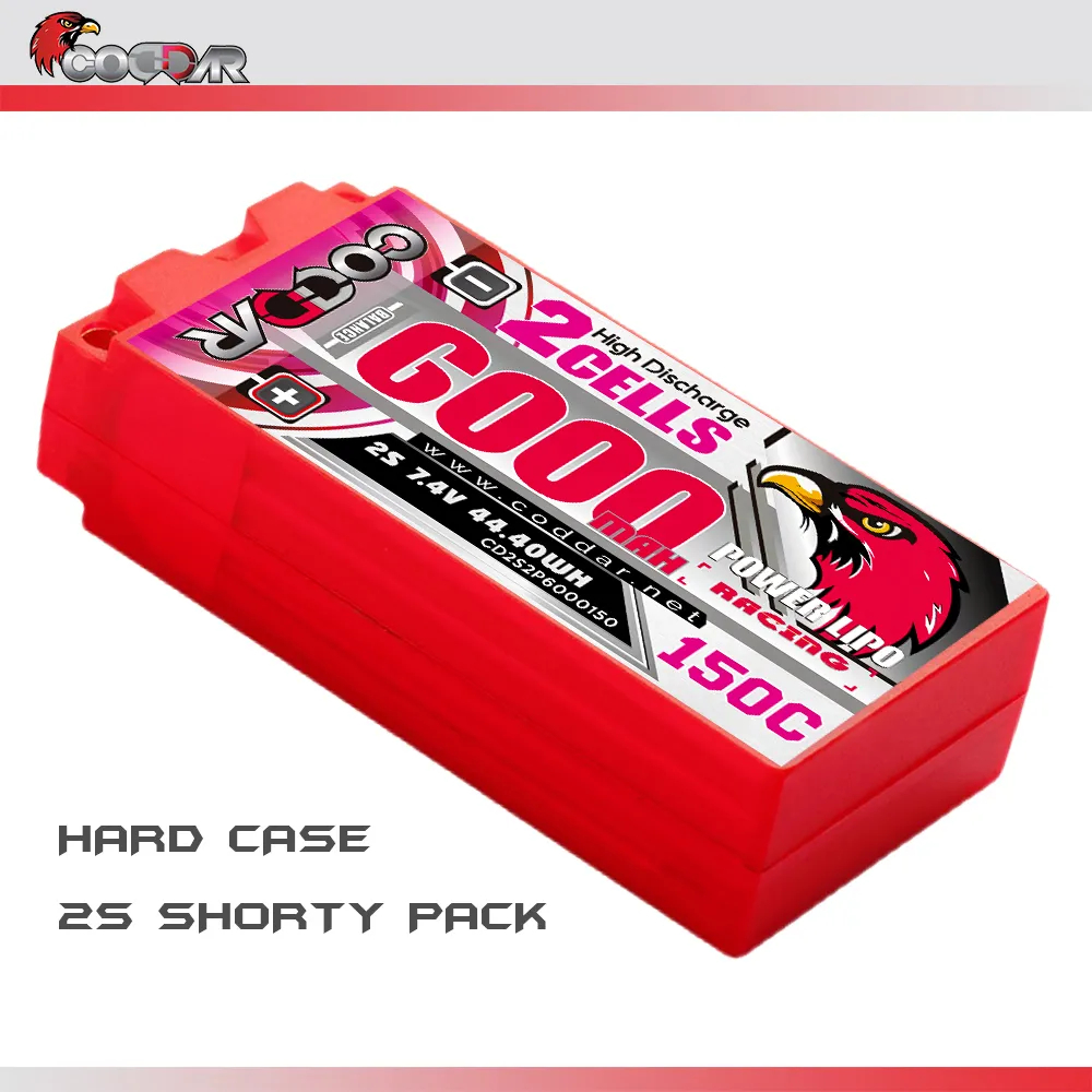 ซีดี2S2P6000150 // Coddar 2S 6000MAH 7.4V 140C 5mm Bullet Hard Case Shorty Pack RC LiPo Battery
