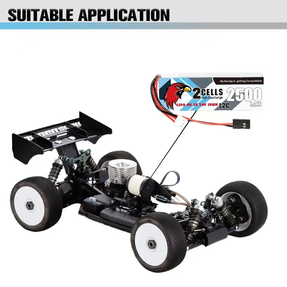 CD2S250012HV // Coddar RC LiPo Battery 2S 2500MAH 7.6V 12C Electronics 1/10 1/8 Scale Nitro