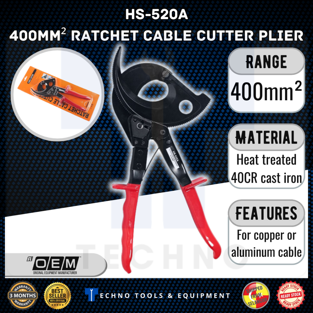 HS-325A 240mm2 HS-520A 400mm2 Hand Ratchet Cable Cutter Plier Ratchet Wire Cutter Plier เครื่องมือมื