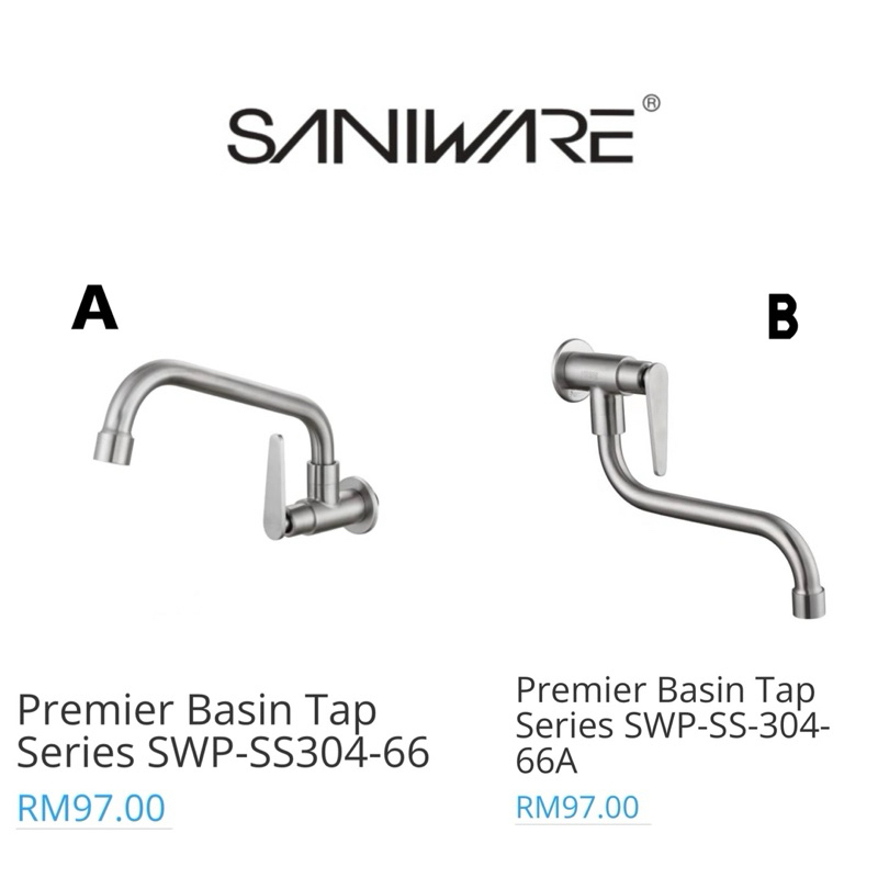 SANIWARE STAINLESS STEEL 304 (MATT) ABLUTION TAP SWP-66/66A