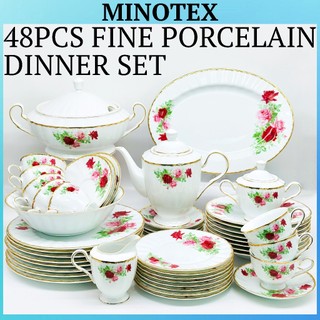 48pcs Auratic Fine Porcelain Dinner Set (8 Person) / Set Pinggan Mangkuk Porcelain/ Dinnerware Set