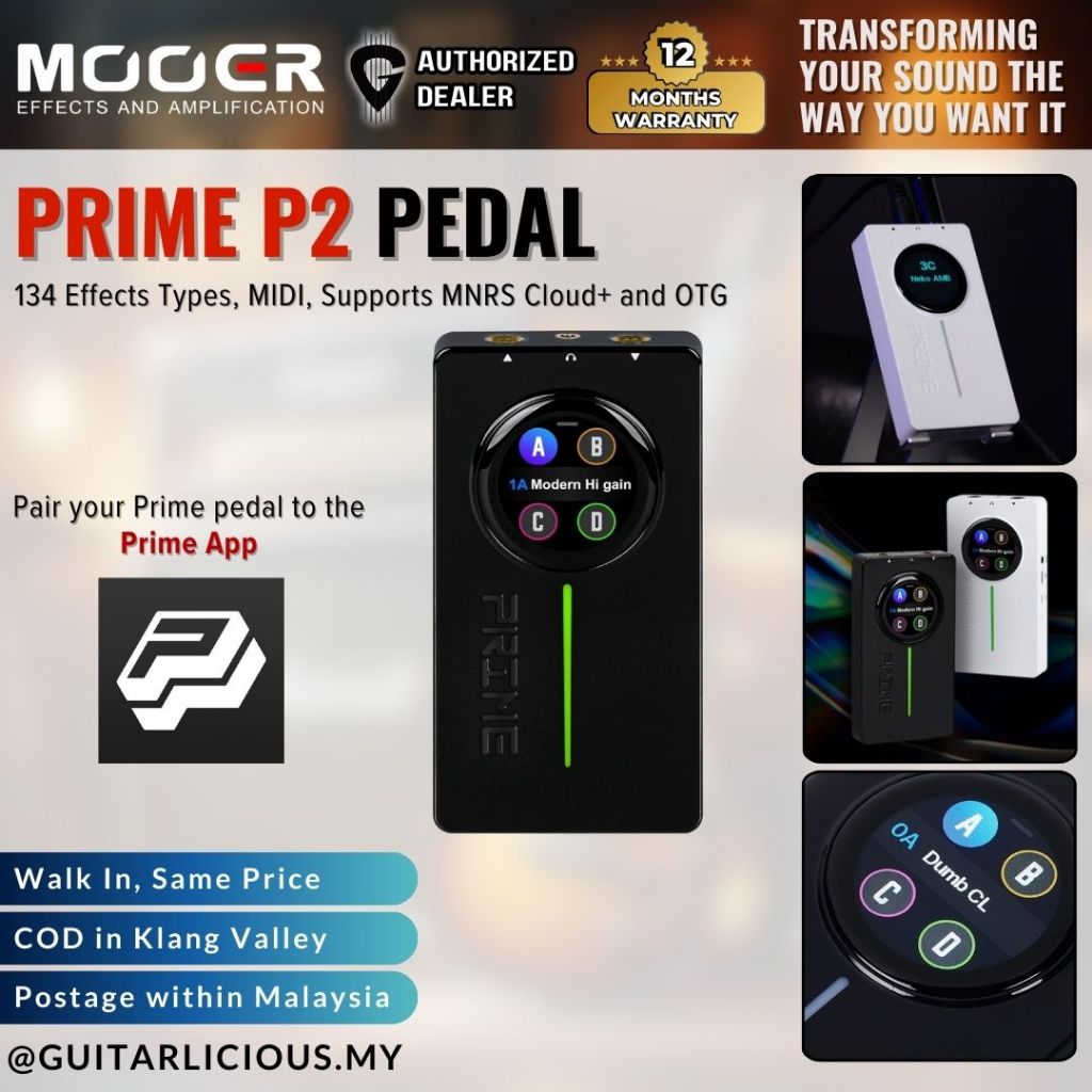 MOOER PRIME P2 Multi-Effects Pedal โปรเซสเซอร์, คันเหยียบกีตาร์ไฟฟ้าสเตอริโอและหน้าจอสัมผัสสําหรับฝึ