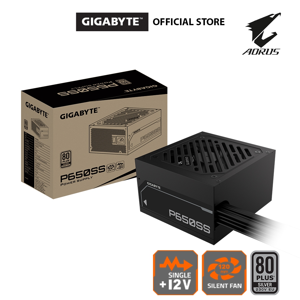 Gigabyte P650SS 80+ Silver Power Supply Unit 80 Plus Silver Certified 650W Single + 12V Rail Non-Mod