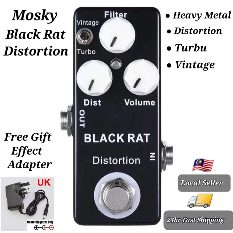 Mosky Black RAT Distortion Mini Guitar Effect Pedal