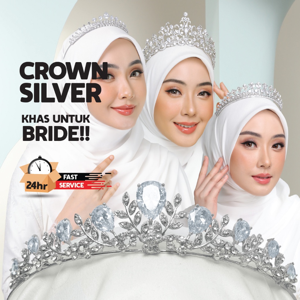[CROWN Bride SILVER] Zirconia, Crown Rhinestone, Crown Tunang, Crown Nikah, Crown Wedding, Crown Can