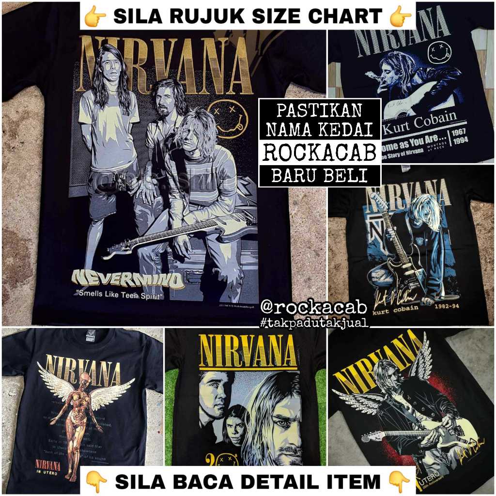 Nirvana Kurt Cobain Baju Band Tshirt Rock โลหะ Metalcore Nu Punk OVP Vintage Premium NTS ประเภทใหม่ร