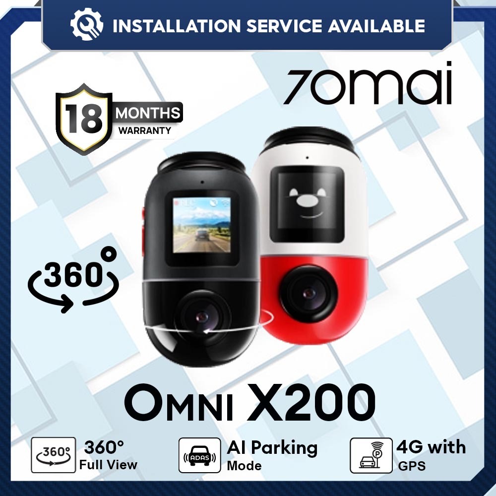 พร้อมการติดตั้ง 70mai Omni 360° Dash Cam X200 พร้อม 4G GPS AI การเฝ้าระวังที่จอดรถ