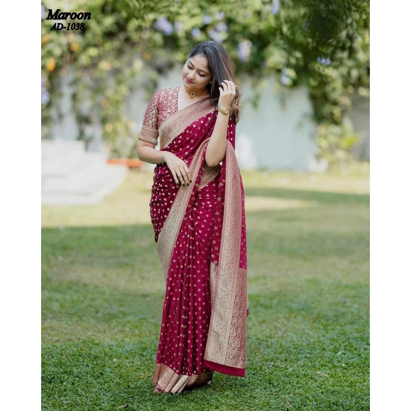 AD-1038~Exclusion Banarasi Soft Silk Saree