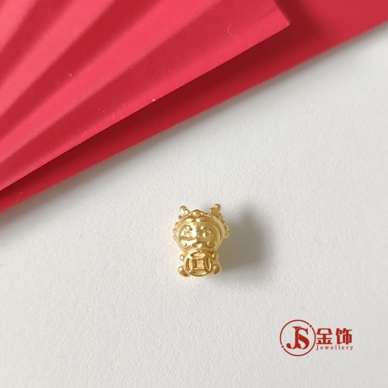 Js Jewellery สร้อยข้อมือ ลูกปัดทองคําบริสุทธิ์ 999 999 รูปมังกร ขนาดเล็ก DIY