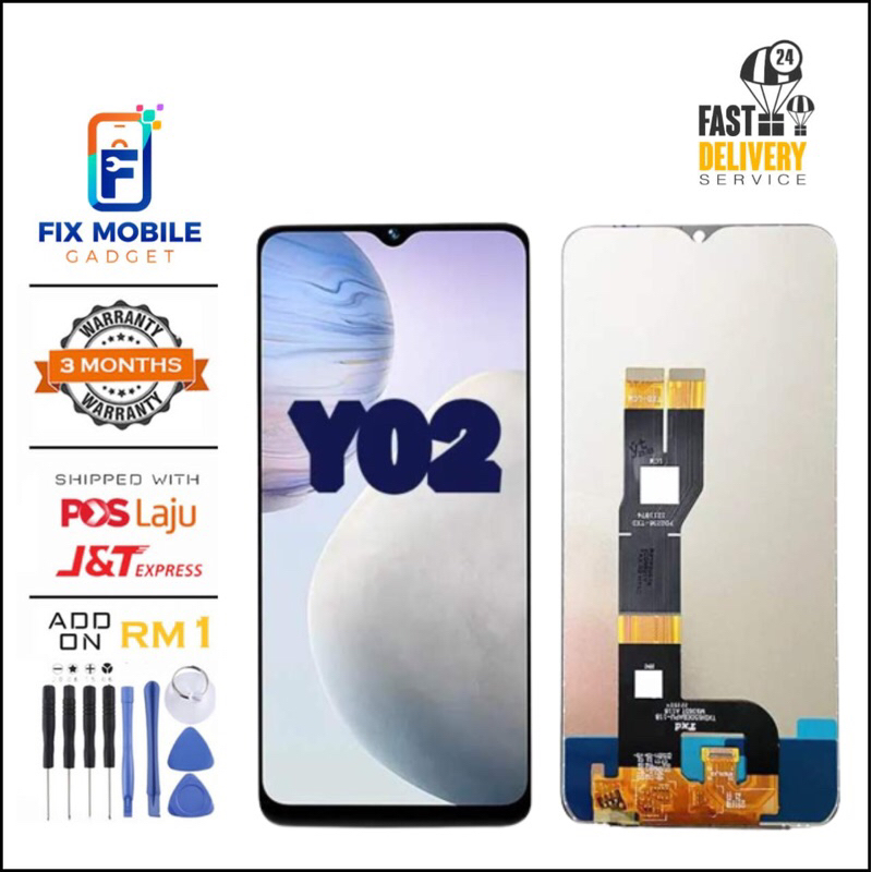 LCD สําหรับ Vivo Y02 2022 / Y02T GRED O หน้าจอสัมผัส LCD คุณภาพสูง [ Fix Mobile Gadget ]