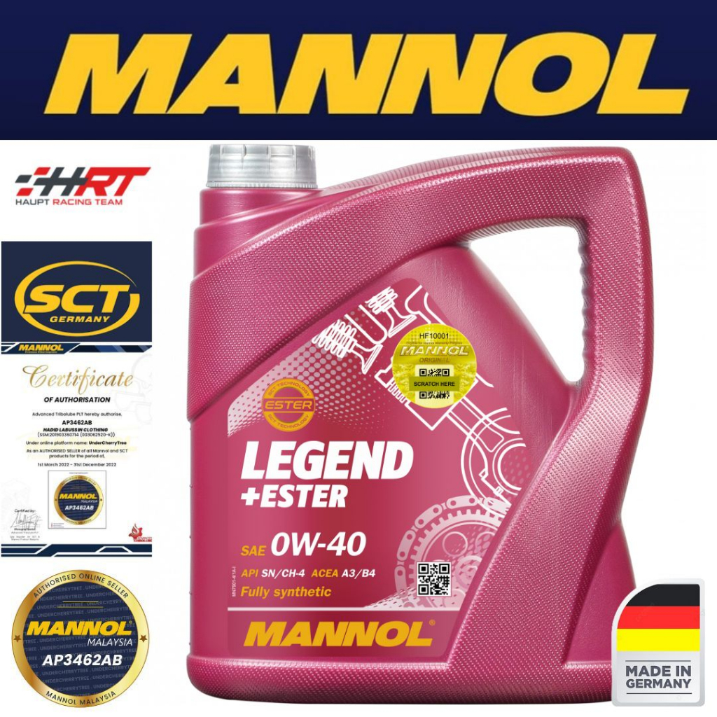MANNOL Legend Ester 0W-40 MN7901 (Made in GERMANY) - น้ํามันเครื่องสังเคราะห์แท้ 4L (PAO+Ester)