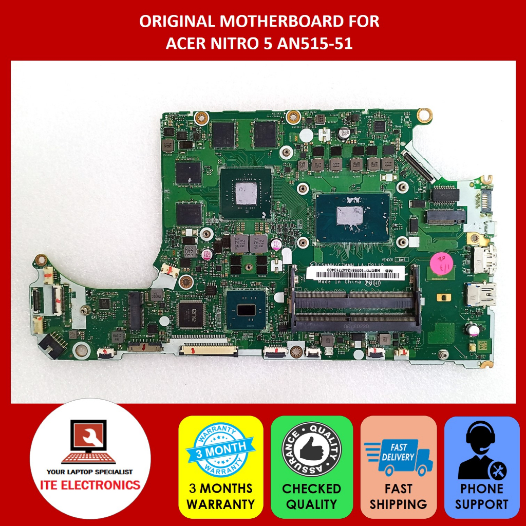 LA-E911P ACER NITRO 5 AN515-51 INTEL i5-7300HQ NVIDIA GEFORCE GTX 1050 เมนบอร์ดแล็ปท็อป