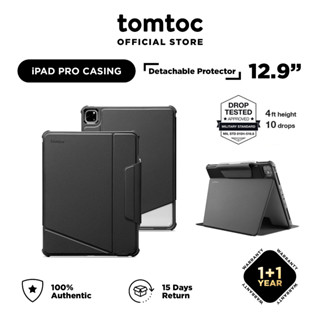 Tomtoc เคสป้องกัน ที่ชาร์จดินสอไร้สาย ถอดออกได้ สําหรับ iPad Pro 12.9 นิ้ว iPad Pro 2022 &amp; 2021 M1 M2