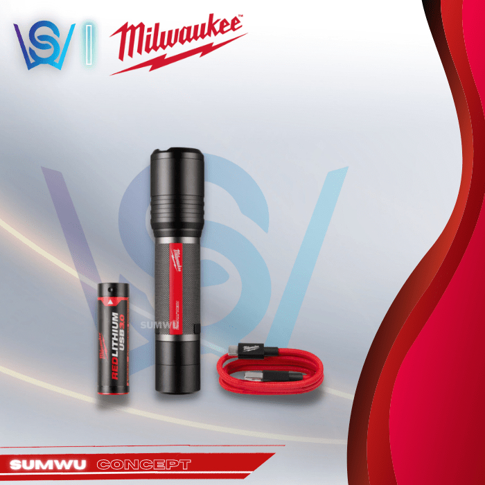 MILWAUKEE L4 B3 USB RECHARGEABLE SLIDE FOCUS FLASH LIGHT 2000 ลูเมน (L4 FL2000-301) Lampu Sullung