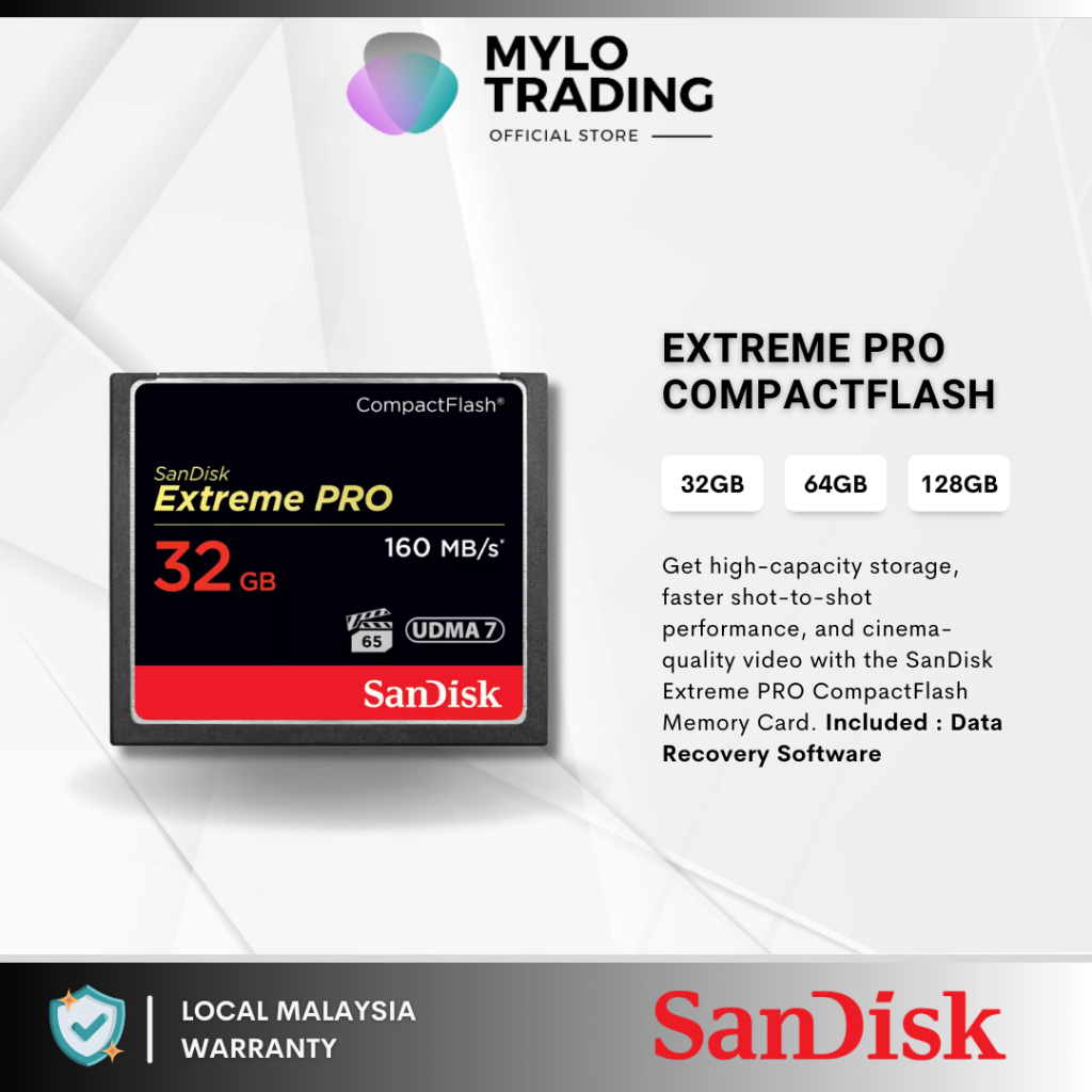 การ ์ ด SanDisk Extreme Pro COMPACT FLASH 160mb/s CF ( 32GB / 64GB / 128GB / 256GB ) SDCFXPS
