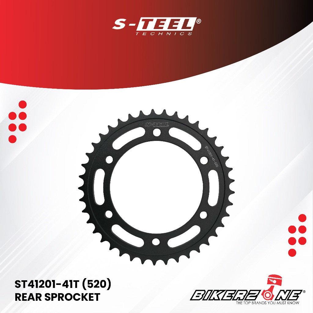 S-TEEL ST41201-41T (520) Rear Sprocket for HONDA MOTORCYCLE by Bikerzone Official Store