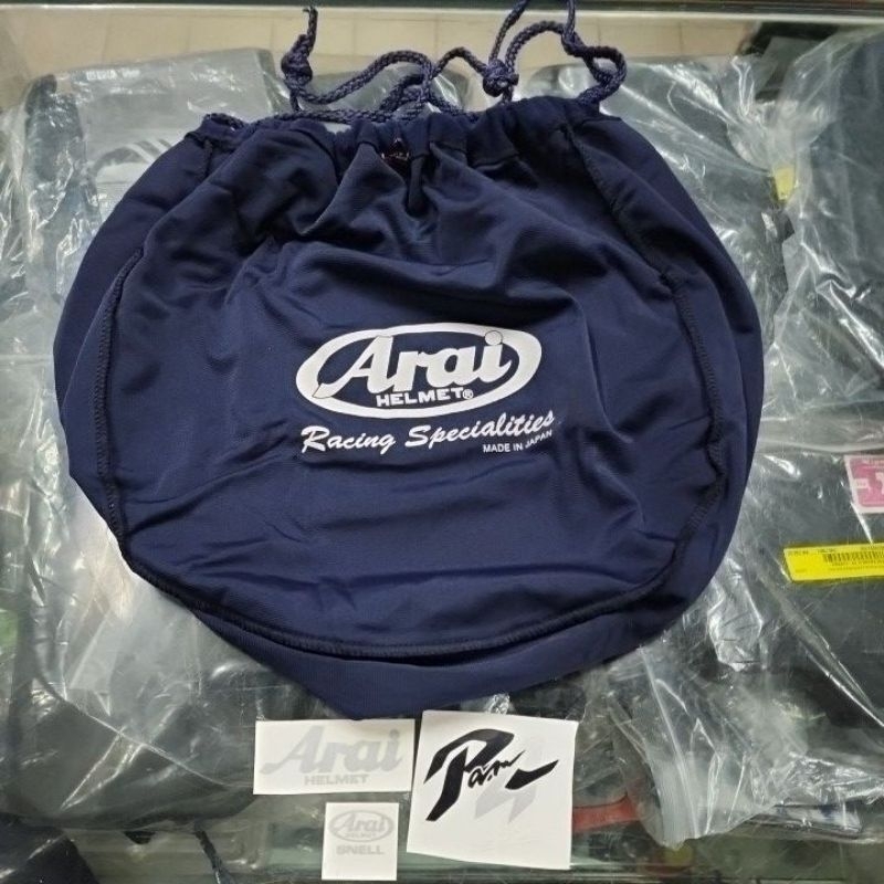 กระเป๋าหมวกกันน็อค ARAI(BLUE)+ สติ๊กเกอร์ ARAI RAM 4