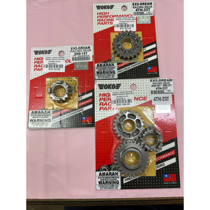 EX5 DREAM RACING GEAR SET 2/3/4 (16T/27T/23T)/GEAR 4th 22T /GEAR 2nD 16T OKO Racing