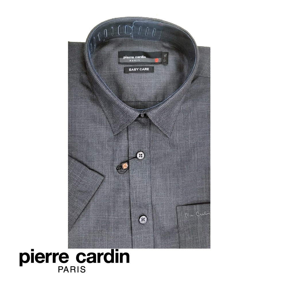 Pierre Cardin เสื้อเชิ้ตแขนสั้น สีเทาเข้ม สําหรับผู้ชาย W3405B-11375