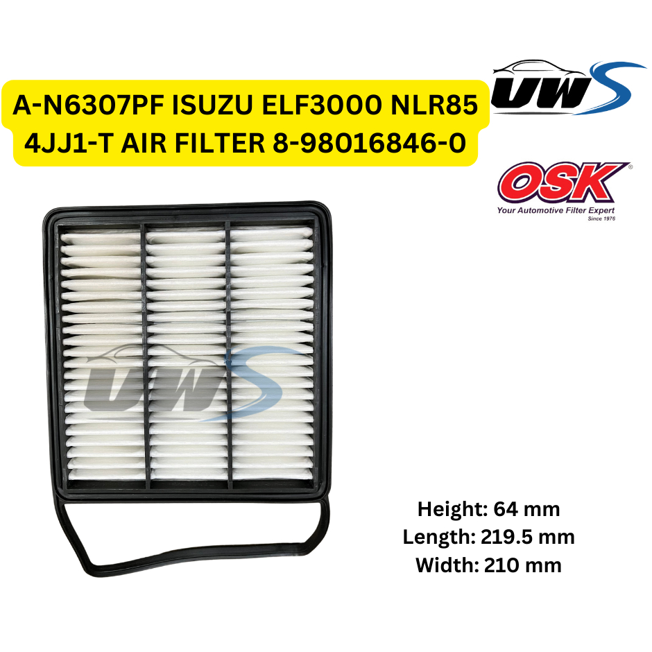 A-n6307pf ISUZU ELF3000 NLR85 4JJ1-T ไส้กรองอากาศ 8-98016846-0
