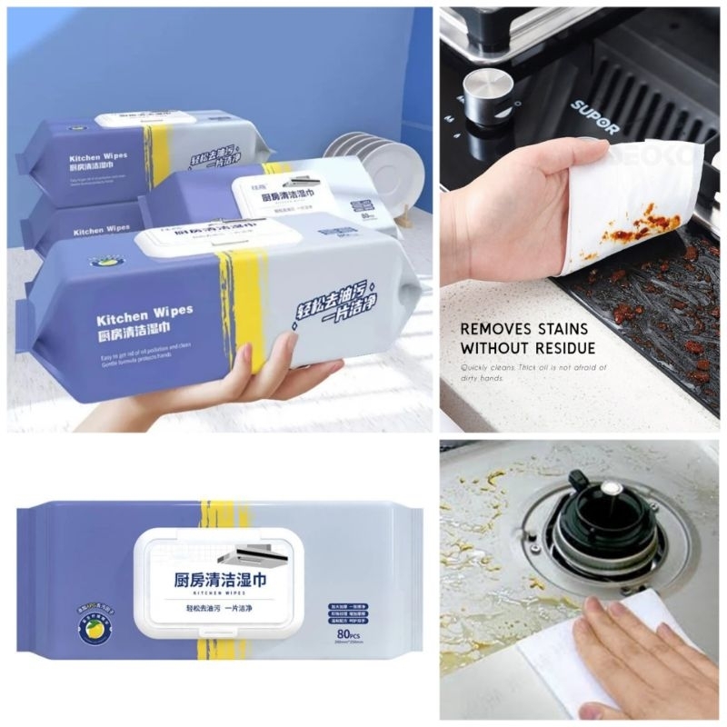 TISH BASAH DAPUR ANTI MINYAK BAU LEMON KITCHEN WET WIPES