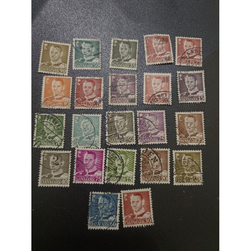 DAN15 earlier เดนมาร์ก 1950s แสตมป์อนุพันธ์ 22v รวม 3 overprint ใช้