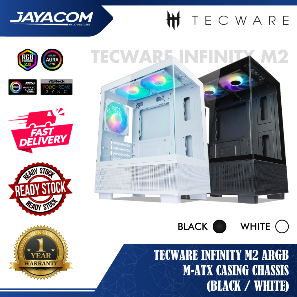 เคสแชสซี Tecware Infinity M2 ARGB M-ATX (สีดํา / สีขาว)