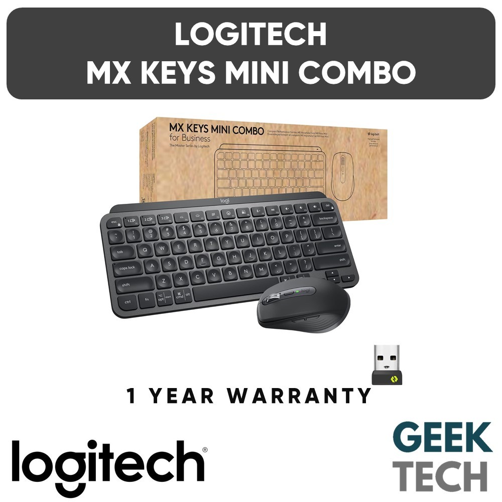 LOGITECH MX Keys Mini Combo สําหรับคีย์บอร์ดเรืองแสงอัจฉริยะไร้สายธุรกิจ - ปุ่มจังหวะที่สมบูรณ์แบบที