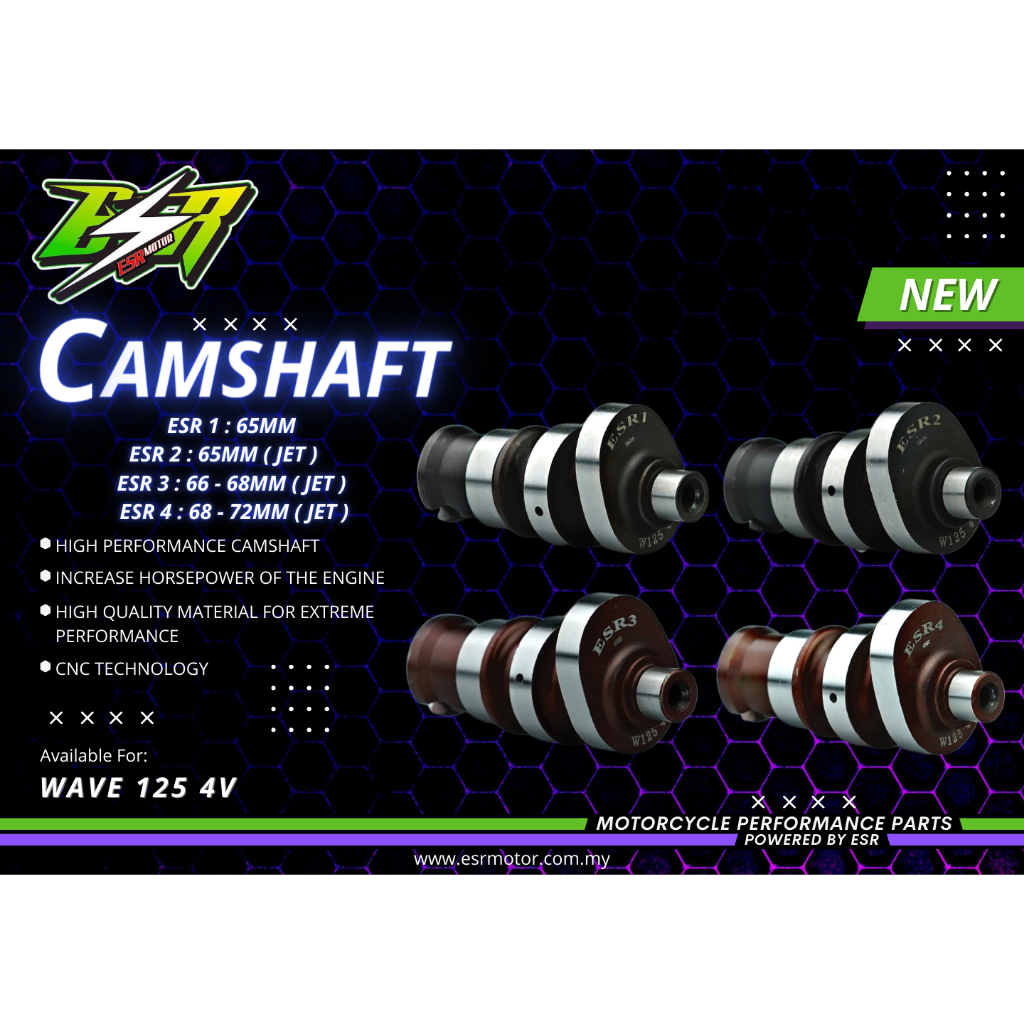 ESR MOTOR CAMSHAFT สําหรับ WAVE 125 4 VALVE LIGHTWEIGHT DESIGN