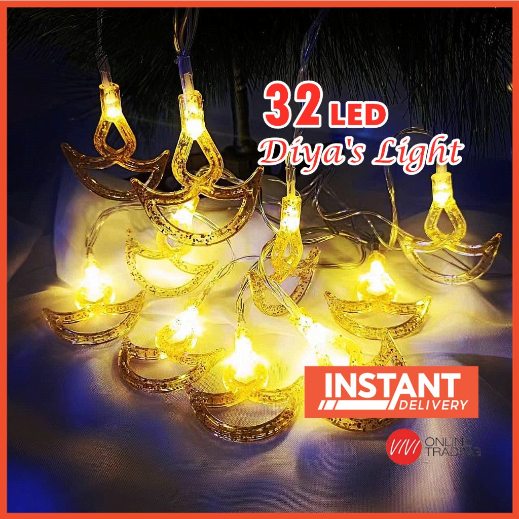 32led Diya Light Deepavali Diwali ตกแต่ง Lampu Hiasan Agal Vilakku