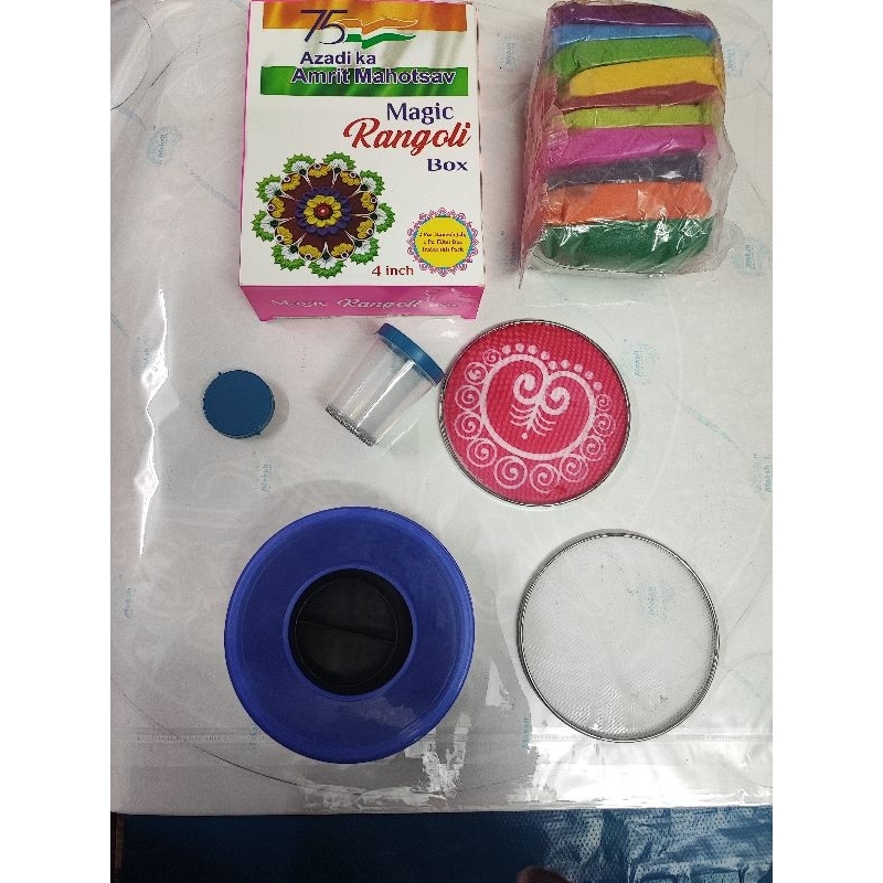 Rangoli พร้อม 8 นิ้ว Rangoli Magic Box Design Easy & Fast Way to Draw Magic kolam box พลาสติก/rangol