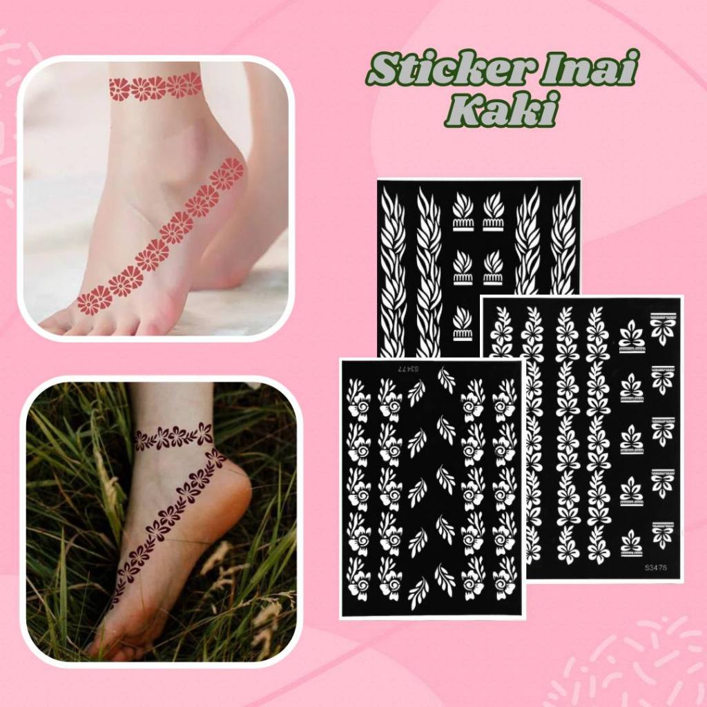 สติ๊กเกอร์ inai kaki / สติ๊กเกอร์ Henna Feet / Henna Stencil Kaki / สติ๊กเกอร์ inai kaki pengantin