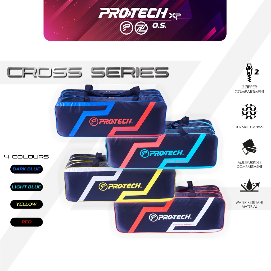 กระเป๋าไม้แบดมินตัน PROTECH 2 Zips - CROSS Series