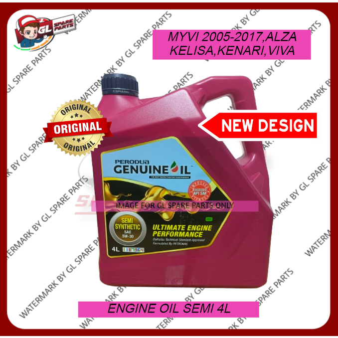 PERODUA 5W30 SEMI SYNTHETIC ENGINE OIL 4L 5W-30 MYVI 1.3 / ALZA / MYVI LAGIBEST ICON MINYAK HITAM
